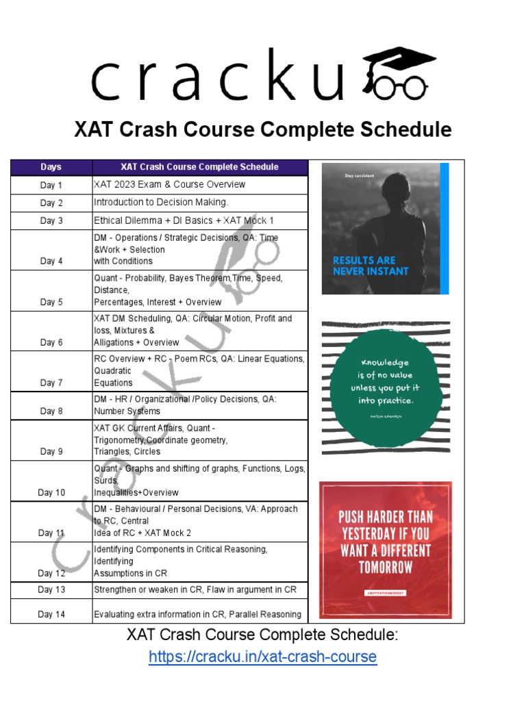 XAT Crash Course Complete Schedule PDF Logarithm Mathematics