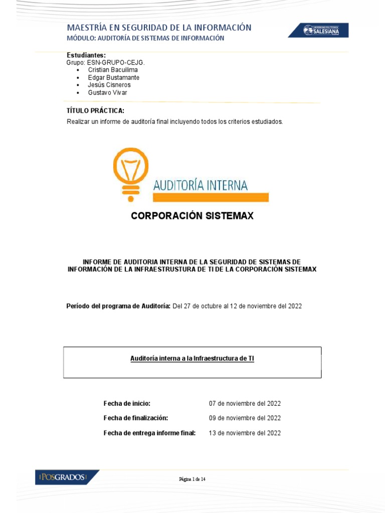Informe de Auditoría ISO 27001 en TI | PDF | Auditoría | Seguridad de ...
