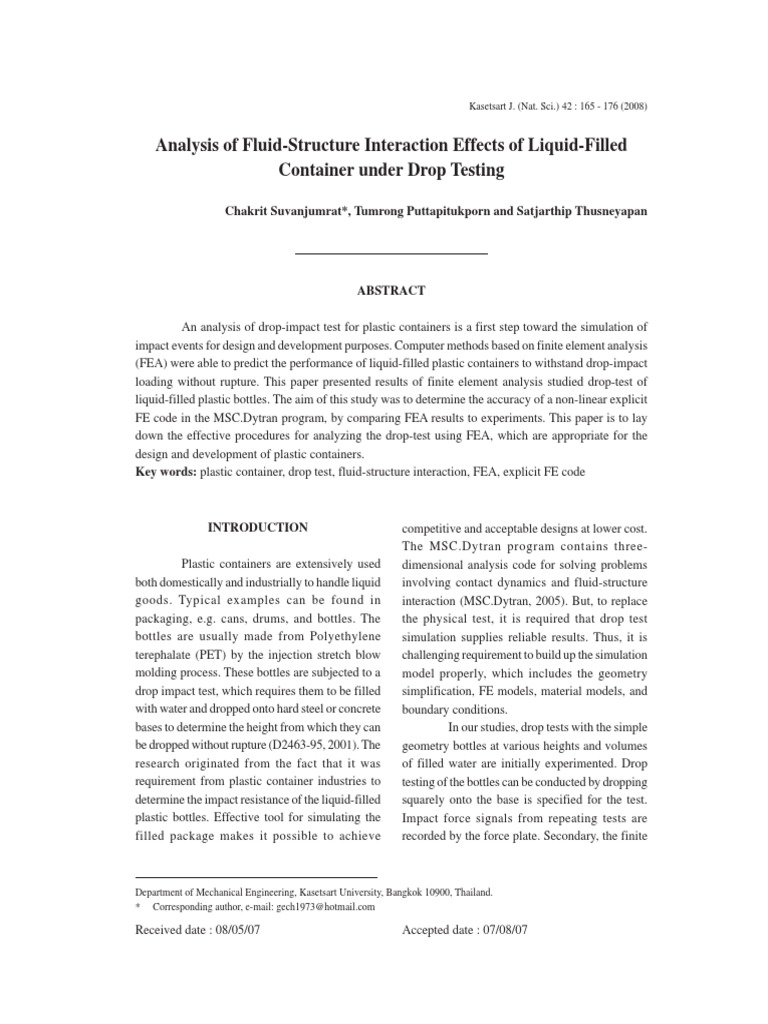Fluid-Structure Interaction in Drop Tests | PDF | Finite Element Method ...