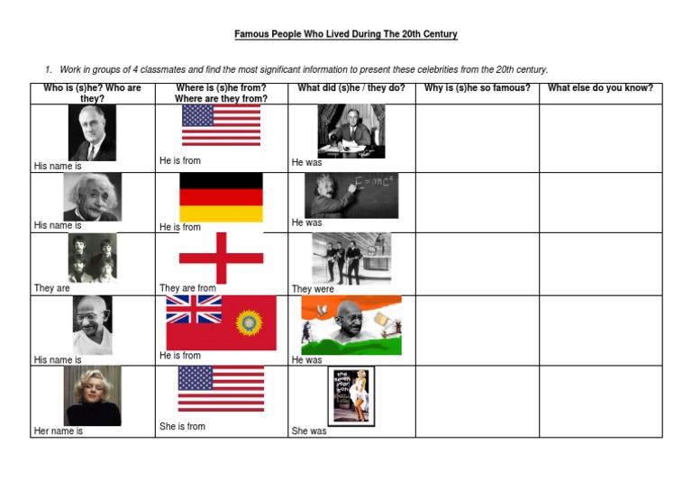 8 Famous People Who Lived During The 20th Century | PDF