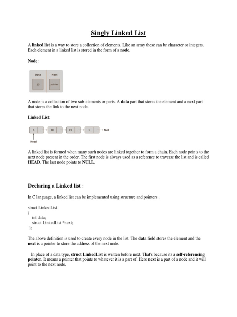Singly Linked List PDF