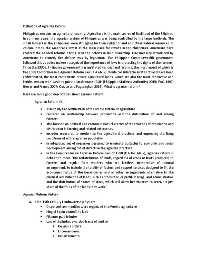 Definition of Agrarian Reform PDF