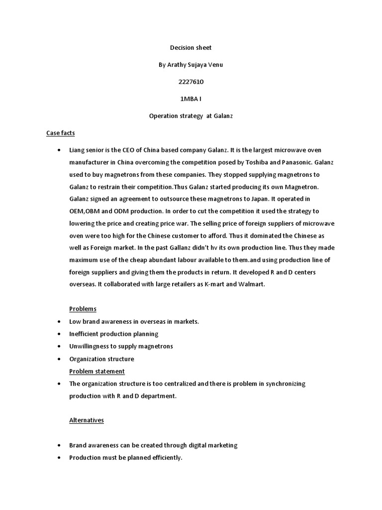 Galanz Operation Strategy Analysis | PDF | Brand | Supply Chain