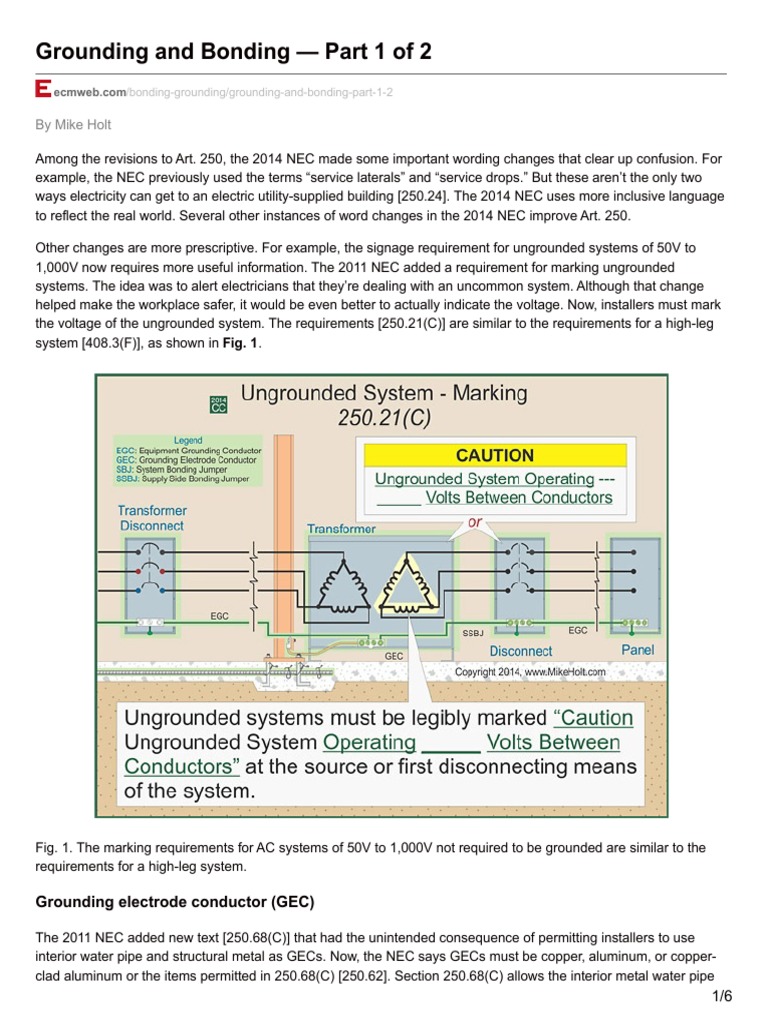 Grounding and Bonding Part 1 of 2 PDF Components Building Materials