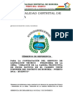 Términos de Referencia para Contrato de Servicio de Liquidación Técnica y Financiera de Carretera 15 de Agosto - Independencia