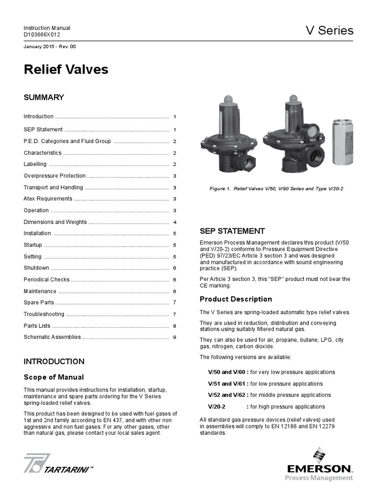 Instruction Manual V Relief Valves Tartarini Emerson135502 | Download ...