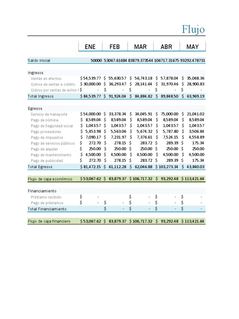 Flujo de Caja en Excel | PDF