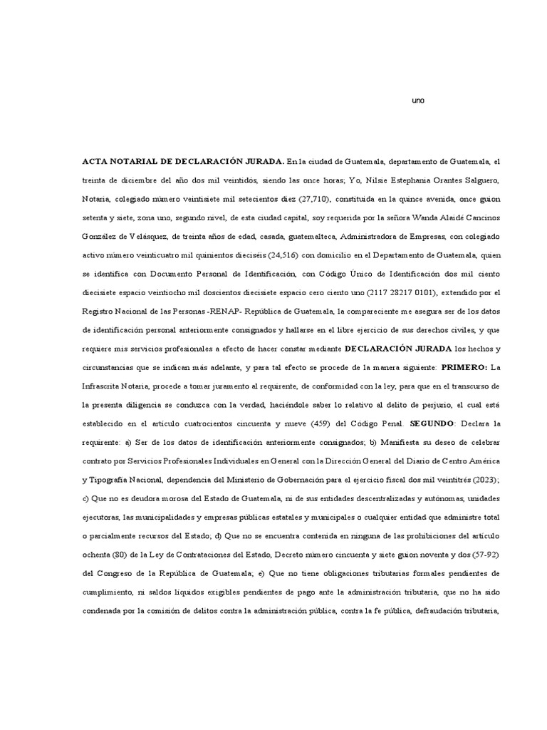 Proyecto Declaración Jurada Profesionales Nov | PDF | Guatemala