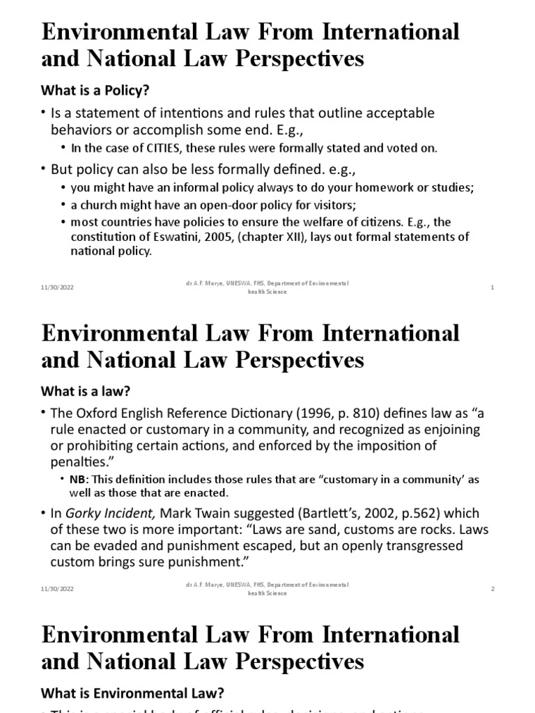 International and National Environmental Law | PDF | Environmental Law ...