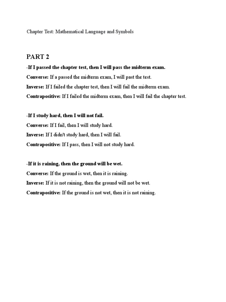 Chapter Test: Mathematical Language and Symbols | PDF | Language Arts ...