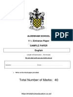 Aldenham School 2019 11 English Sample Paper