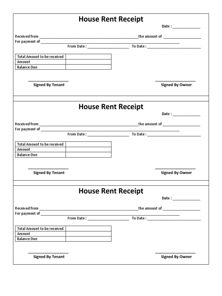 House Rent Receipt PDF