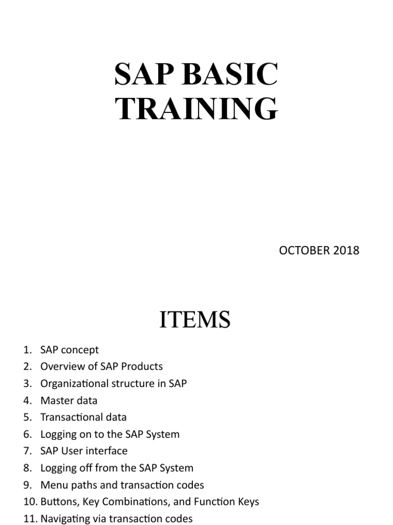 Sap Basic Training For Key Users in Progress PDF