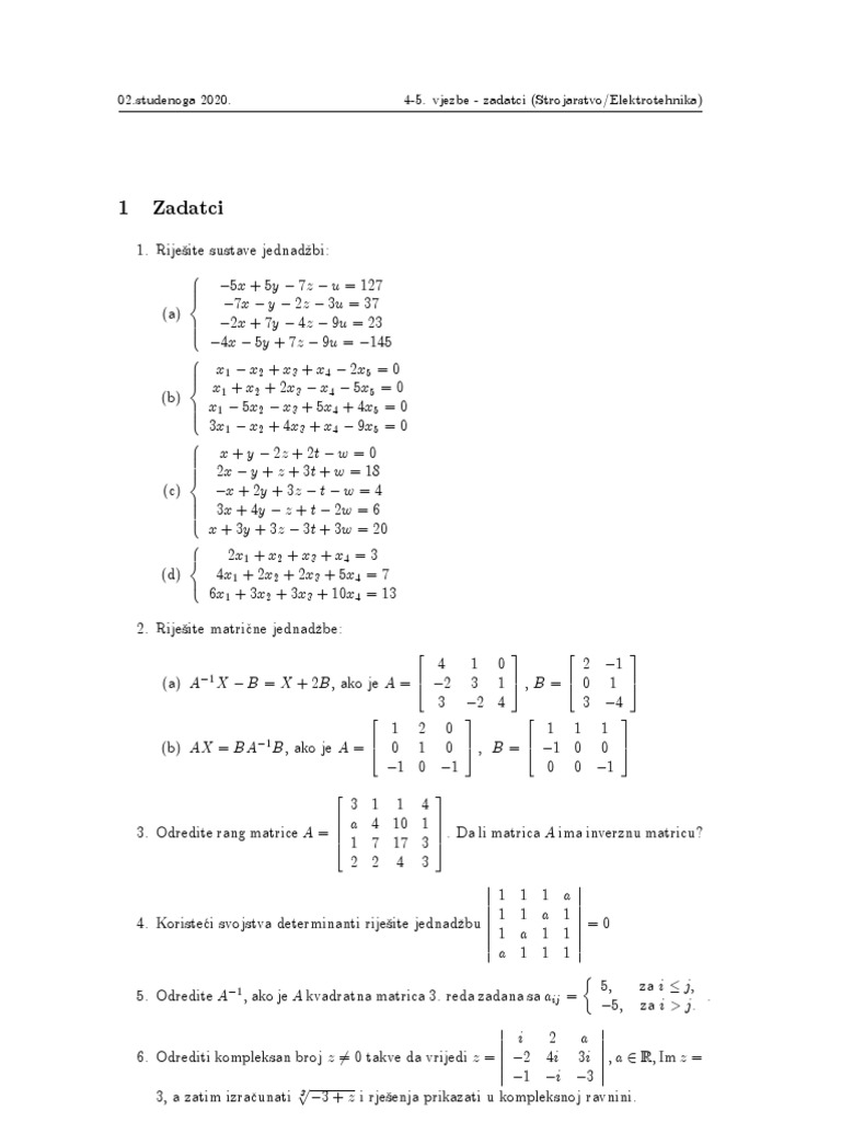 1 Zadatci: 02.studenoga 2020. 4-5. Vjezbe - Zadatci (Strojarstvo ...