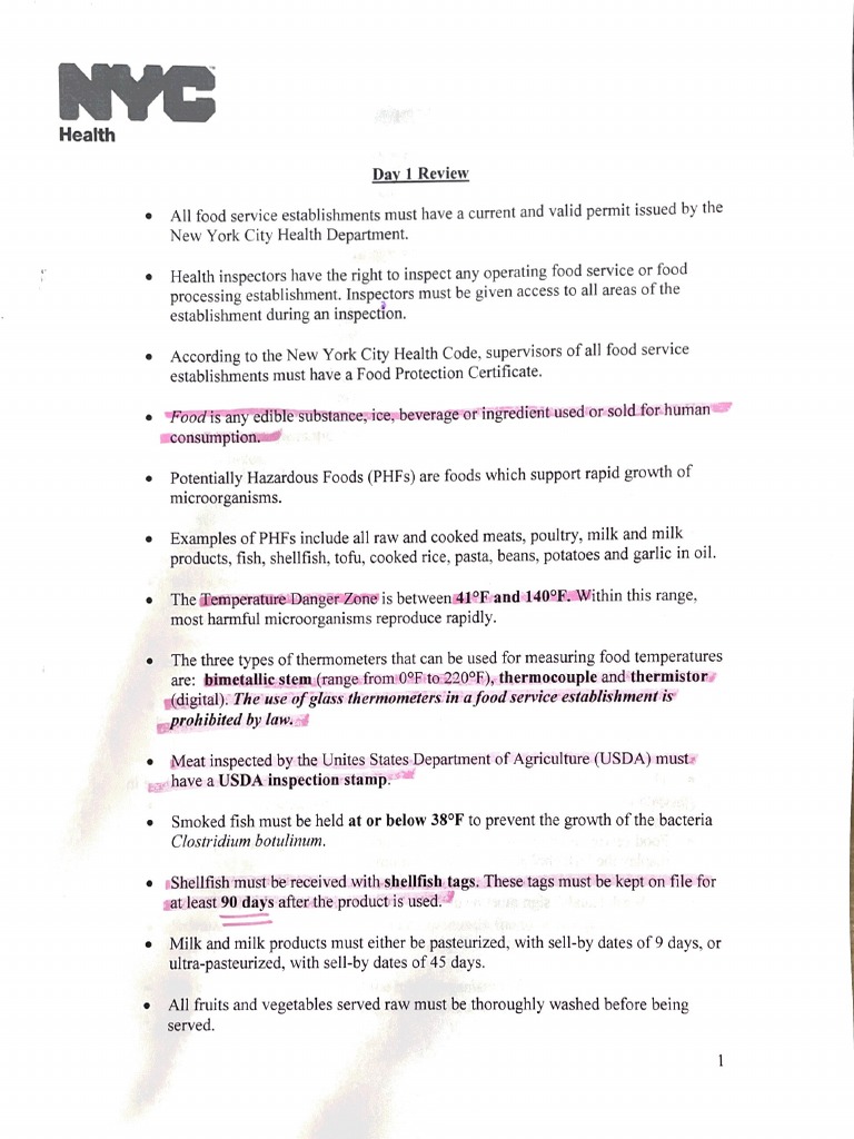 Food Handlers Study Guide | PDF
