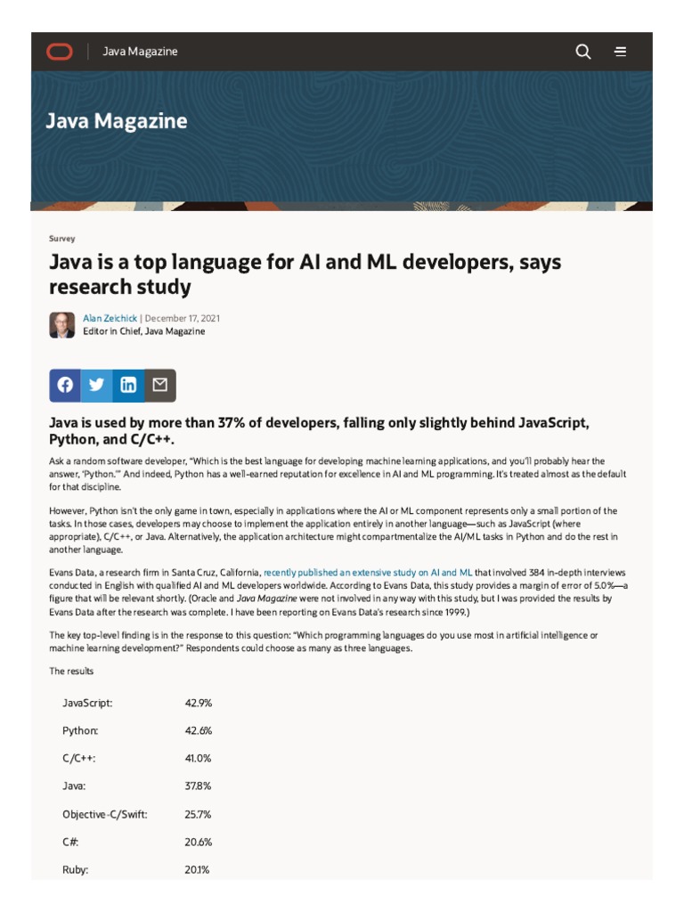 Java Magazine: Java Is A Top Language For AI and ML Developers, Says ...