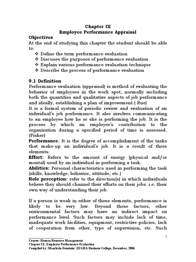 Chapter IX - Employee Performance Evaluation | PDF