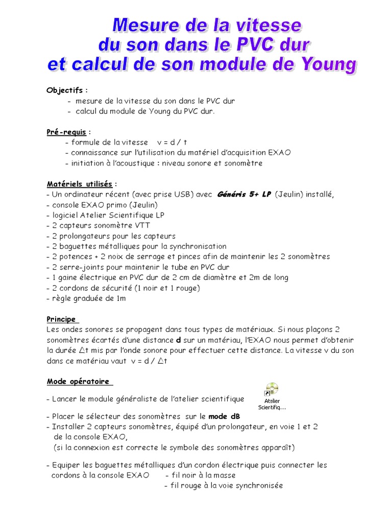 Mesure du son et module de Young | PDF | Module de Young | Élasticité ...