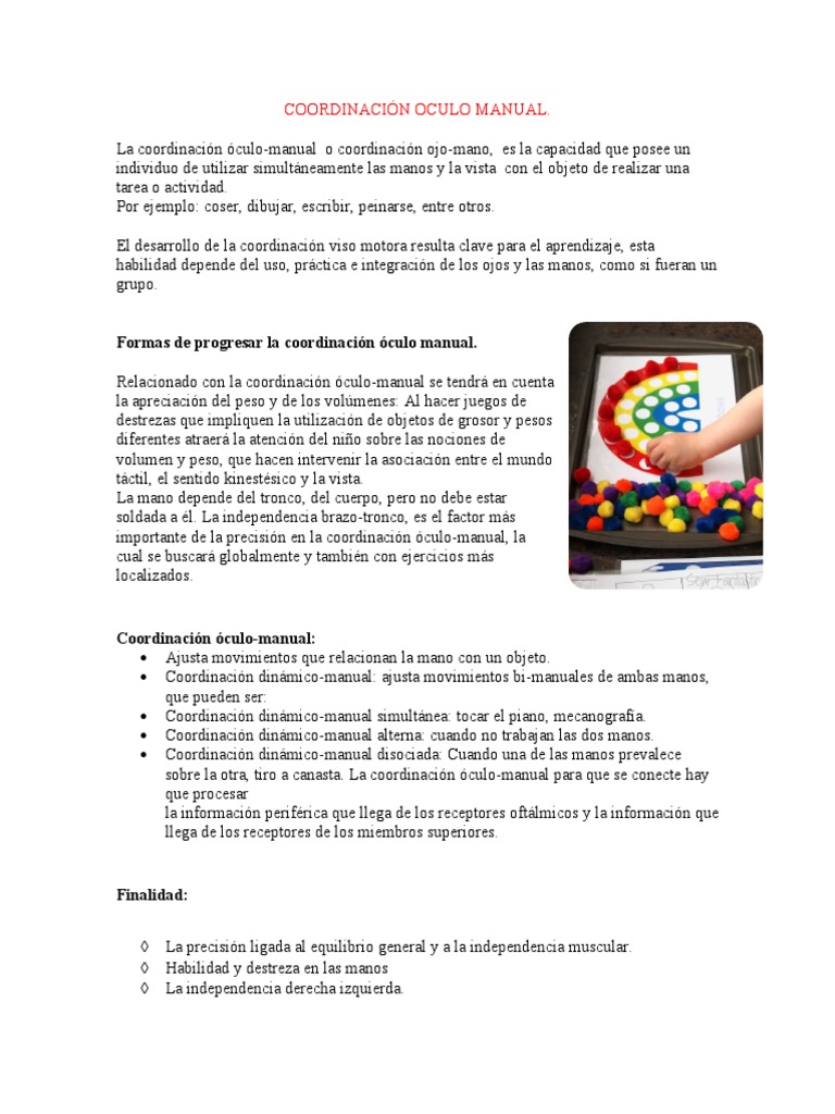 Ejercicios de Coordinación Óculo-Manual | PDF | Mano | Papel