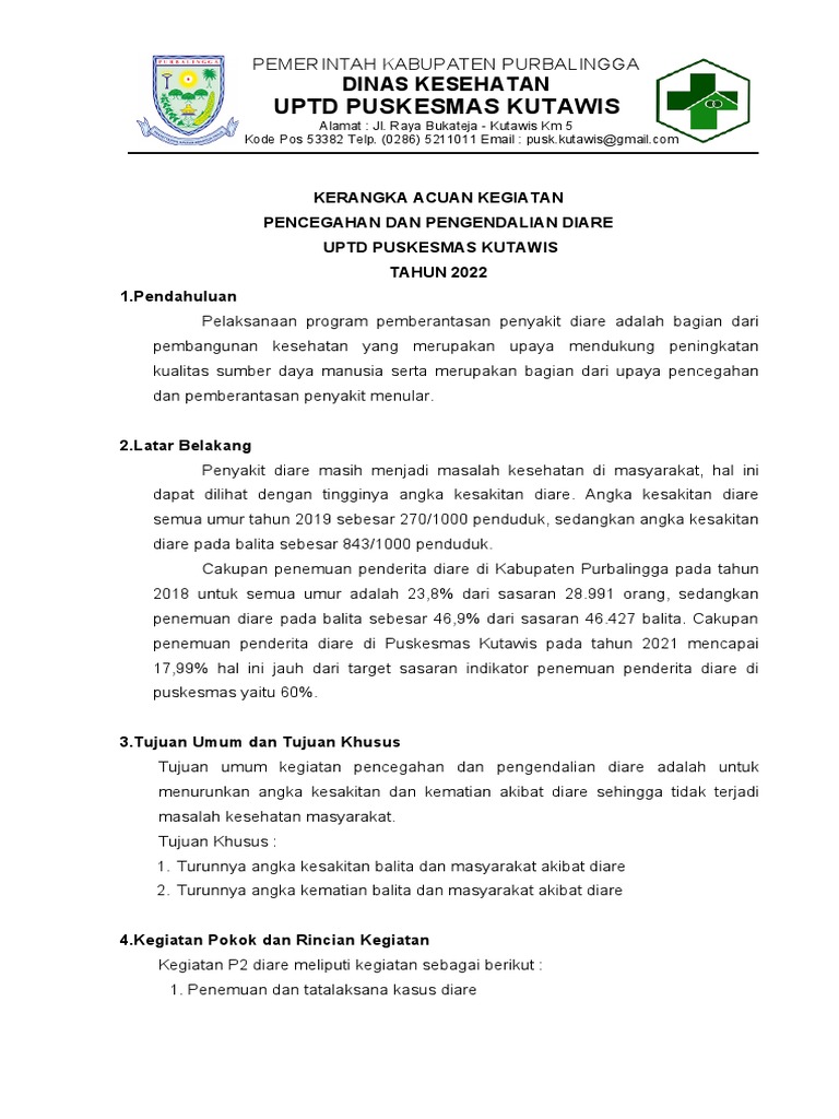 Rencana Pencegahan Diare Puskesmas 2022 | PDF | Kesehatan Holistik