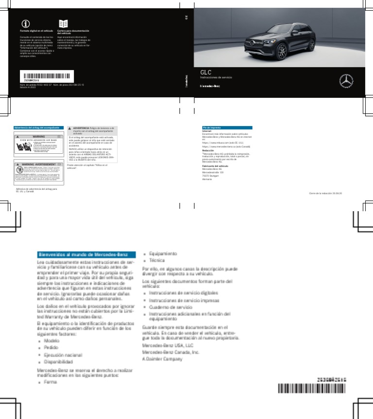 GLC SUV Owners Manual (Spanish) PDF Mercedes Benz Entorno natural