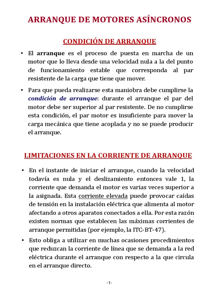 Arranque de Motores Asíncronos: Métodos y Condiciones | PDF | Corriente ...
