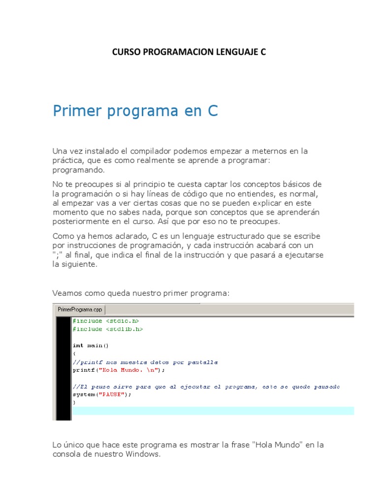 Curso Programacion Lenguaje C | PDF | Tipo de datos | Lenguaje de ...
