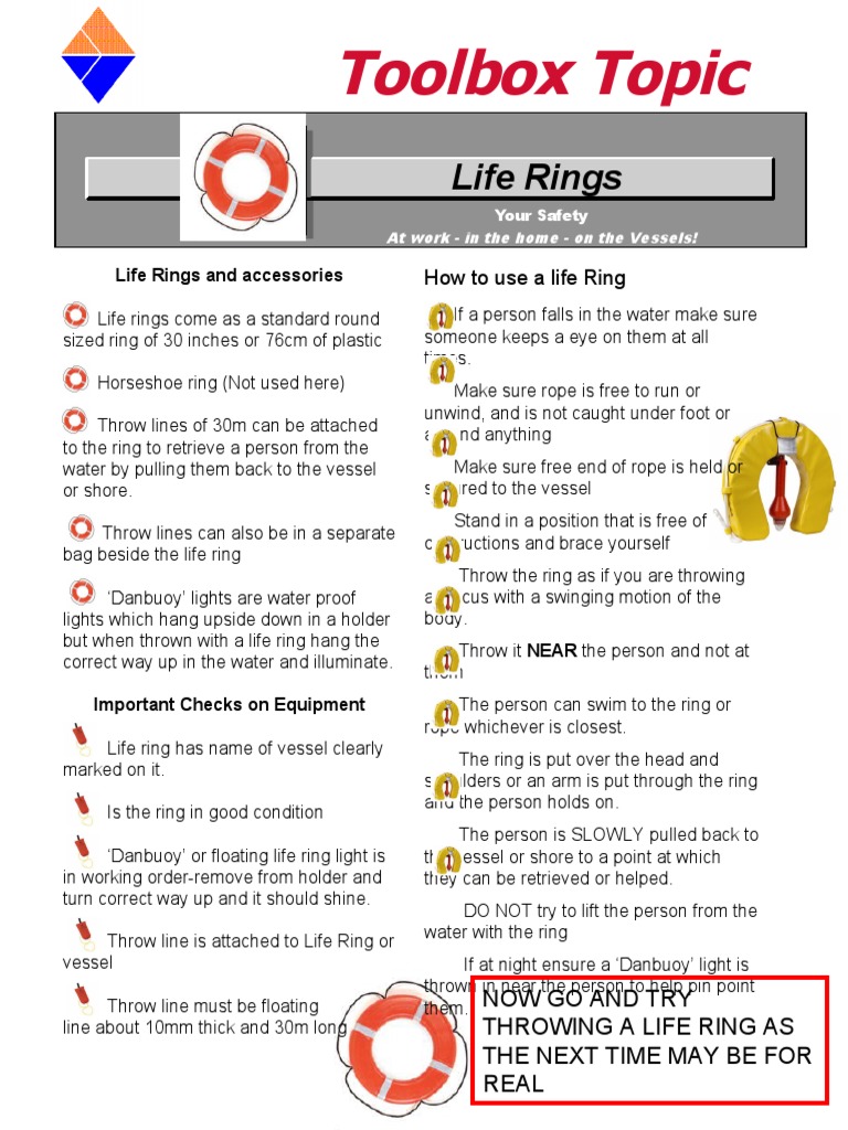 How to Use Life Rings Safely Instructions for Throwing, Retrieving
