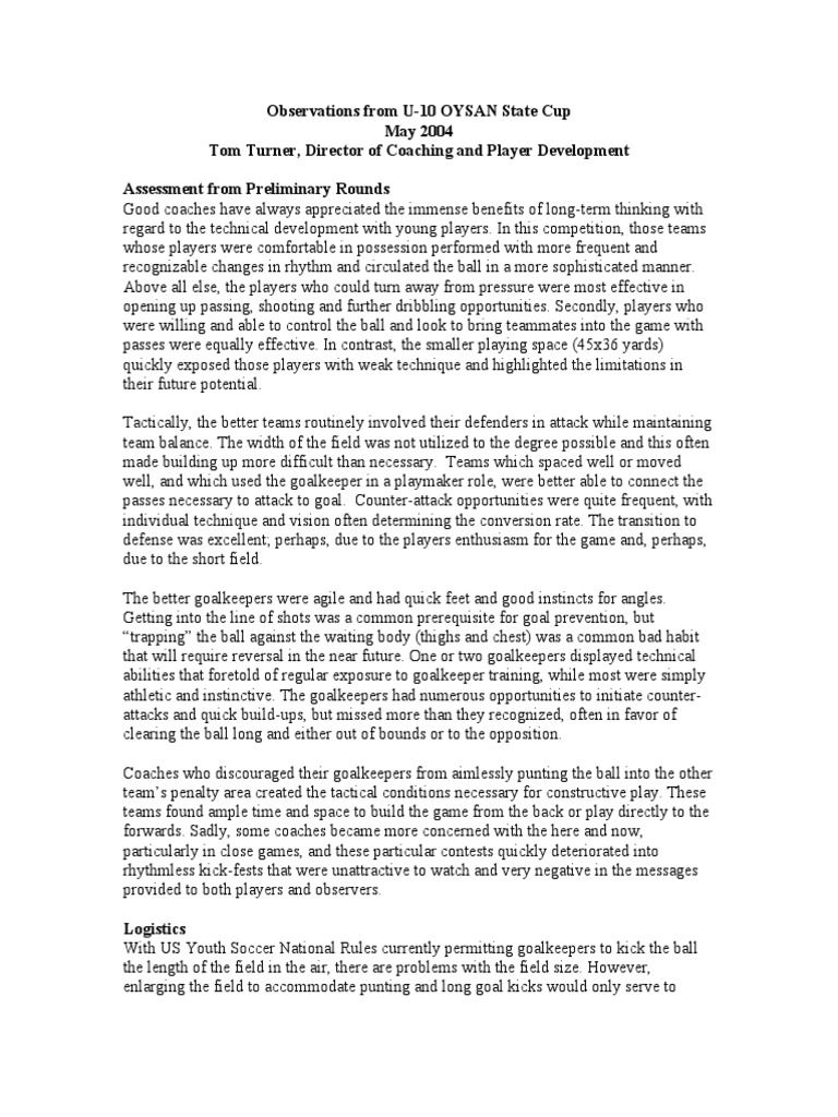 U-10 OYSAN State Cup Insights 2004 | PDF | Team Sports | Association ...