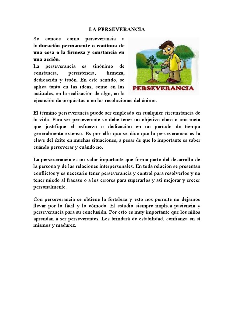 La importancia de la perseverancia | PDF | Crecimiento personal y ...