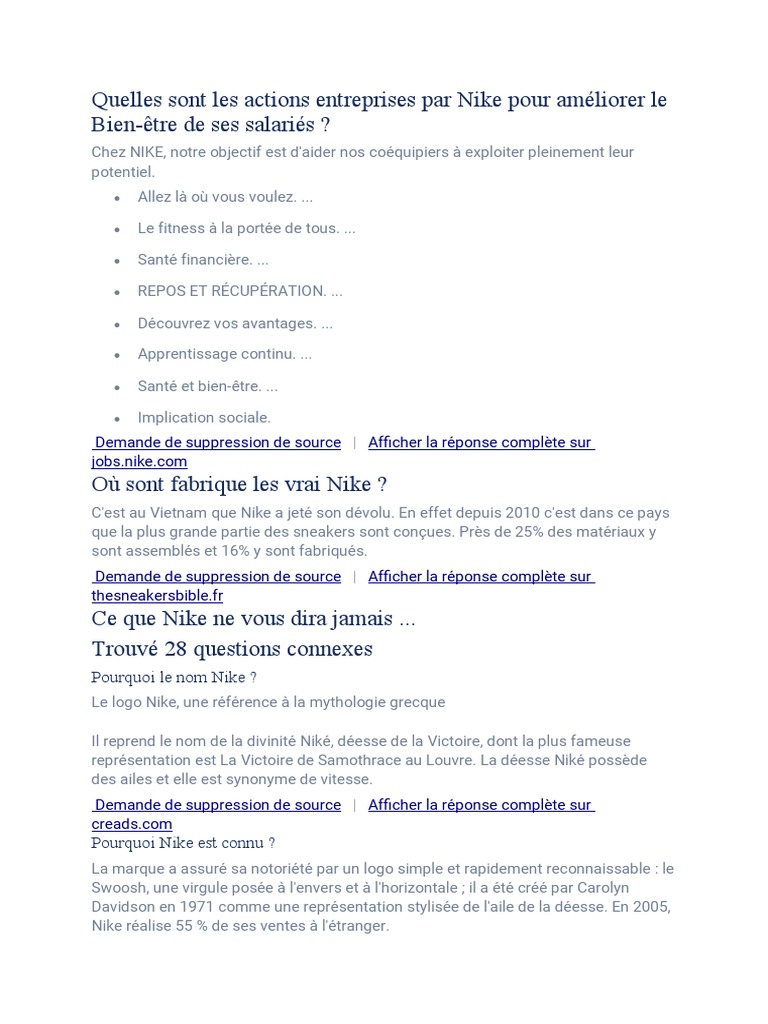 Actions de Nike pour le bien-être salarié | PDF | Nike | Économie