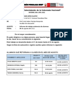 Jose Parejas Informe Mes de Agosto