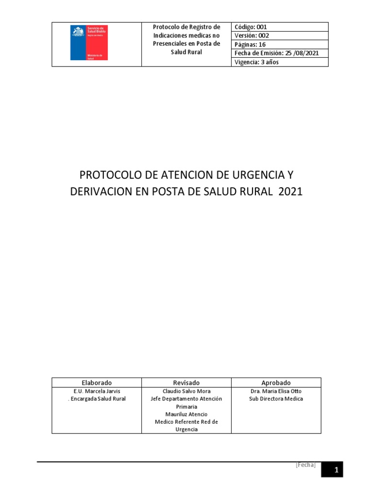 Protocolo de Atención en Postas Rurales | PDF | Hospital | Paramédico