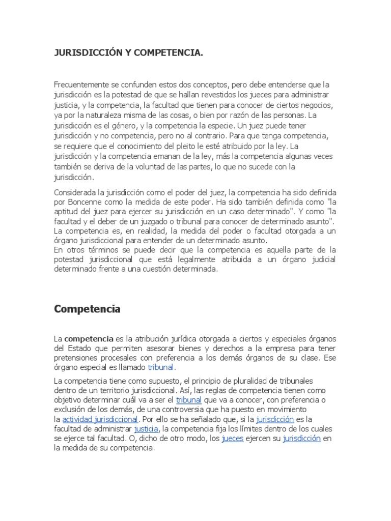 Jurisdiccion y Competencia | PDF | Política | Ciencias sociales