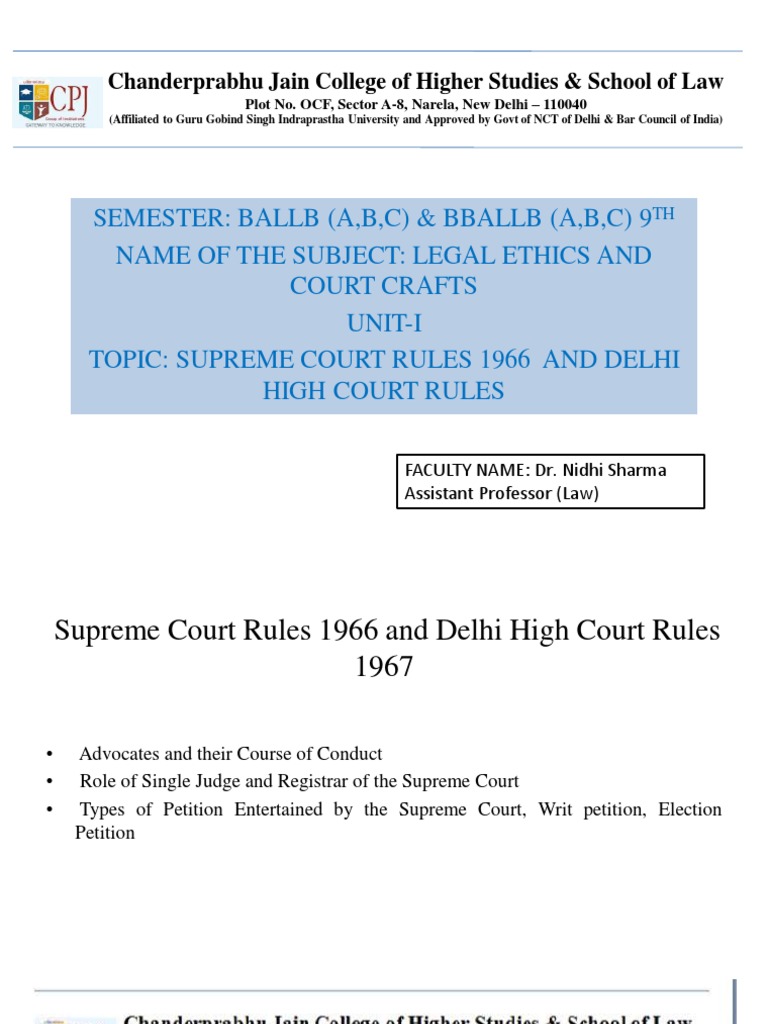 Legal Ethics and Court Craft Unit1 PDF Supreme Court Of India