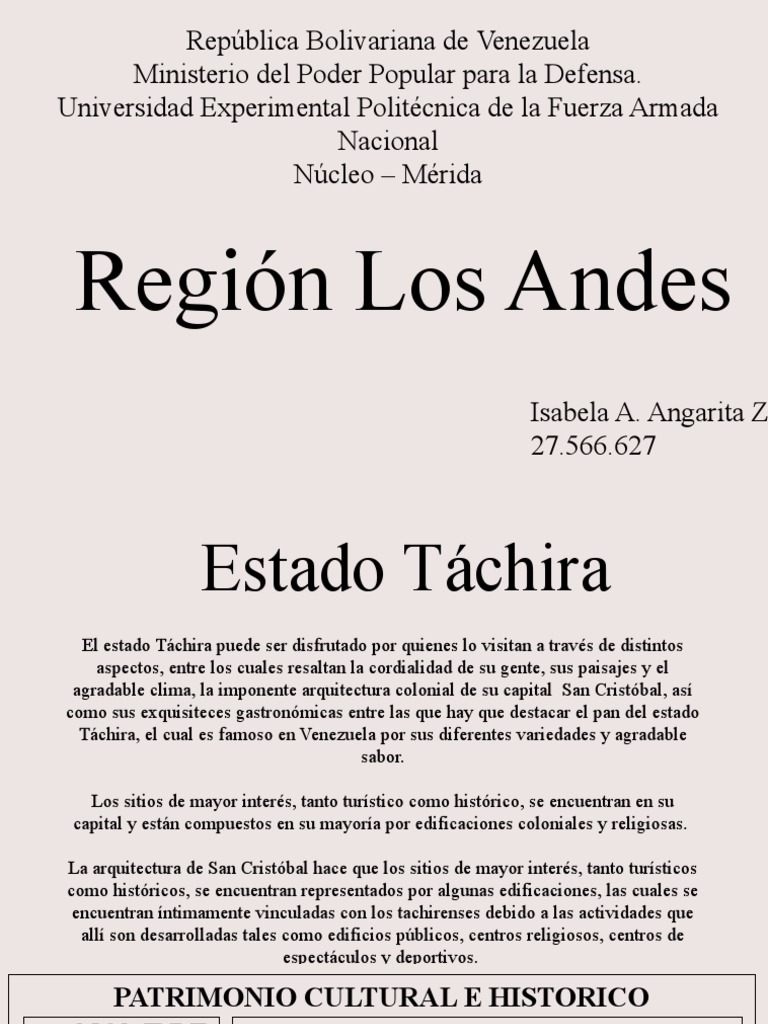 Atractivos de San Cristóbal, Táchira | PDF