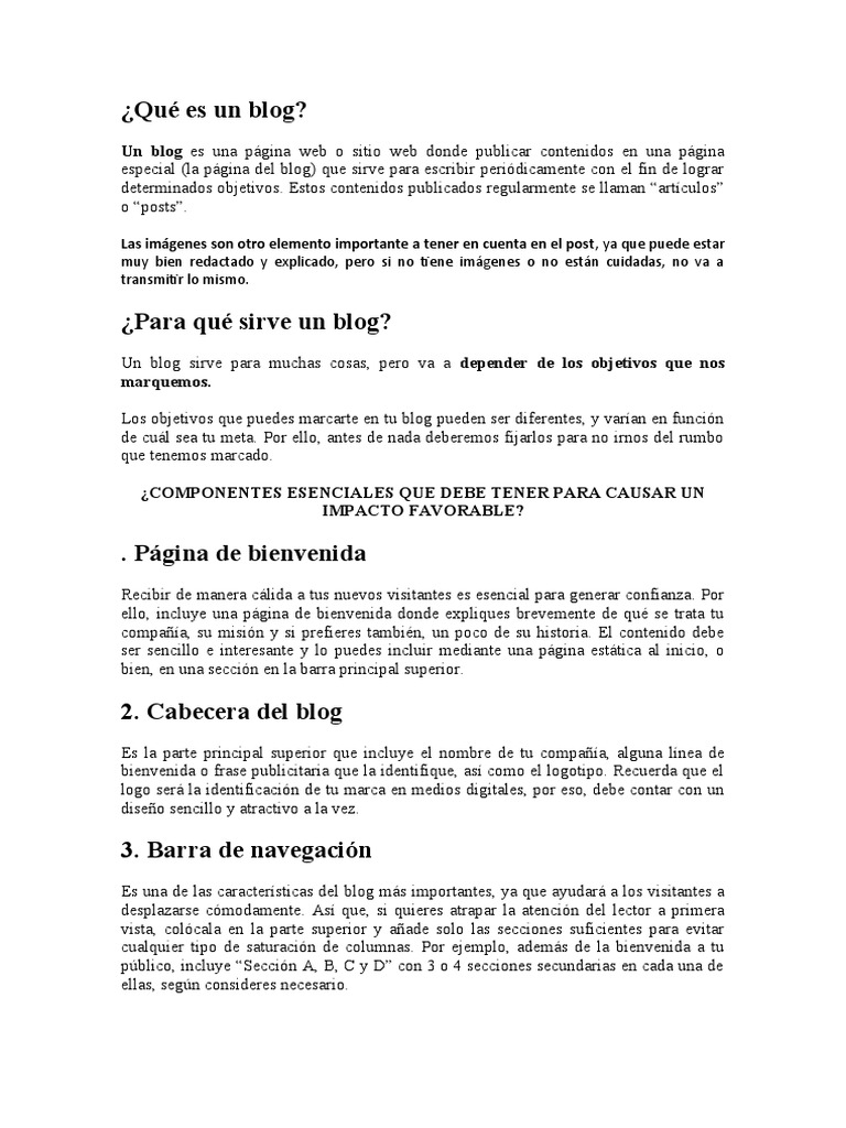 ¿Qué es un blog y sus componentes? | PDF | Blog | Red mundial