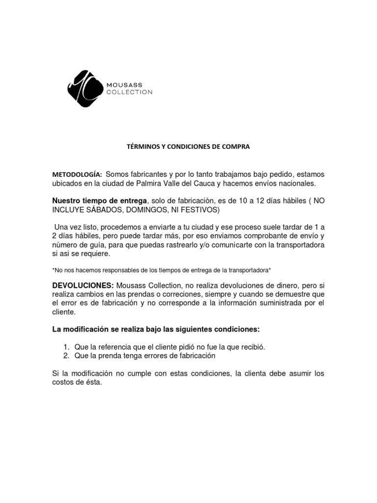 Terminos y Condiciones | PDF | Finanzas y dinero | Derecho