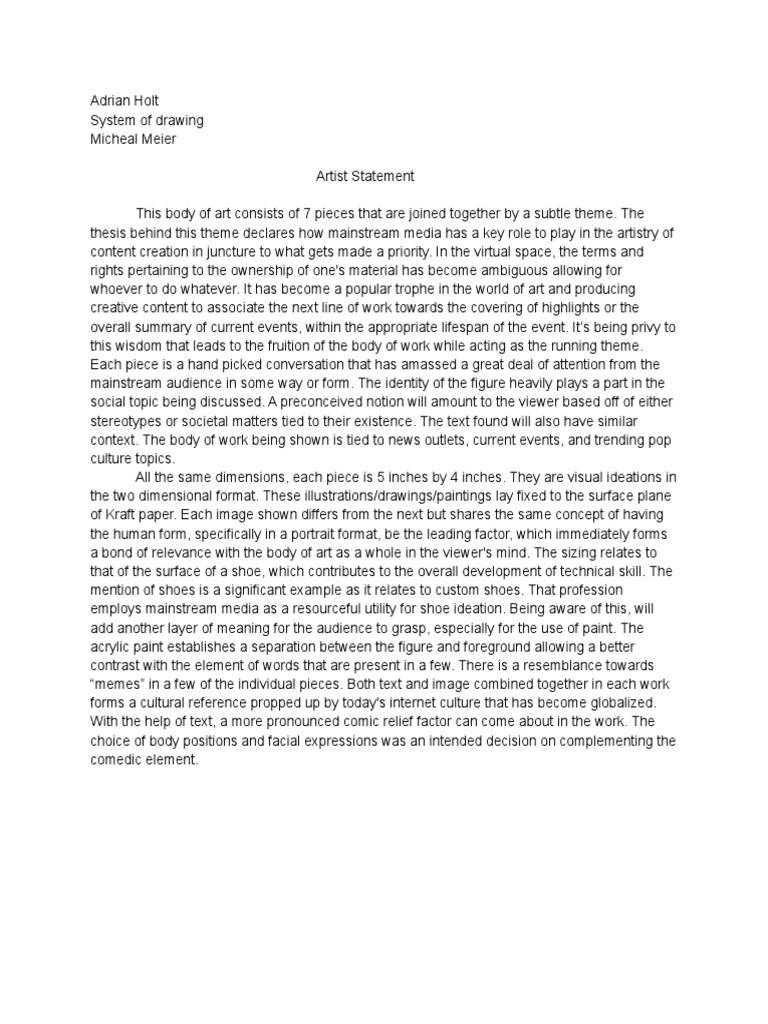 Artist Statement 2 PDF Communication