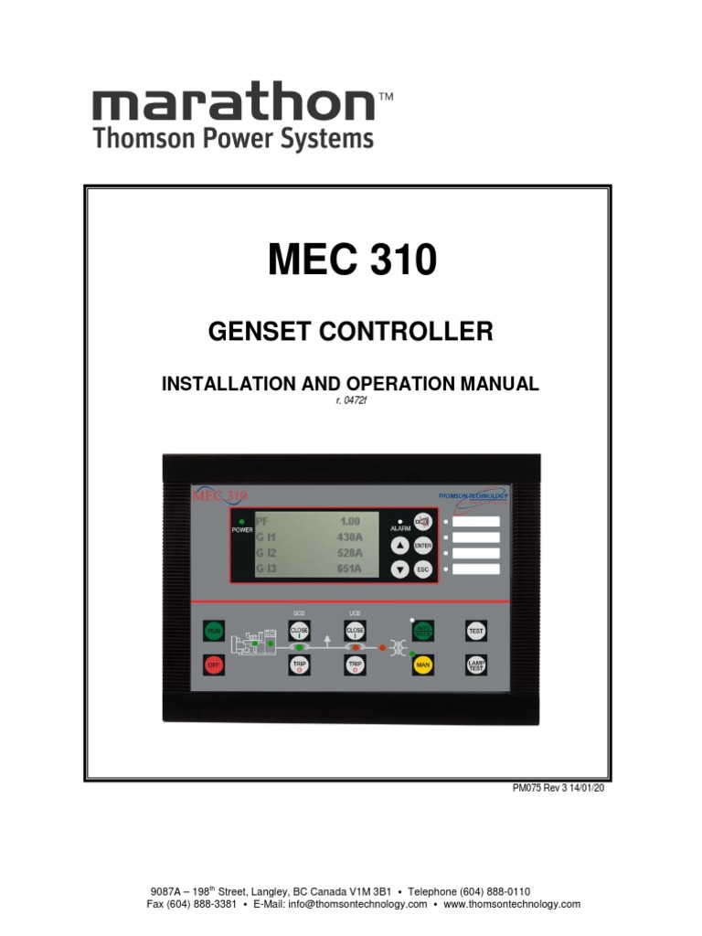 MEC 310 Genset Controller Manual | PDF | Relay | Electric Generator