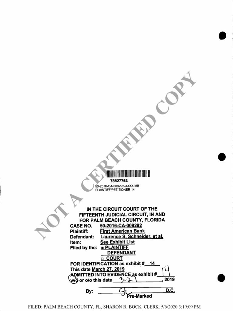 410 Pla. Ex. 14 Pla's Summary Appeal Fees 4D17, 3.27.17, Fees For