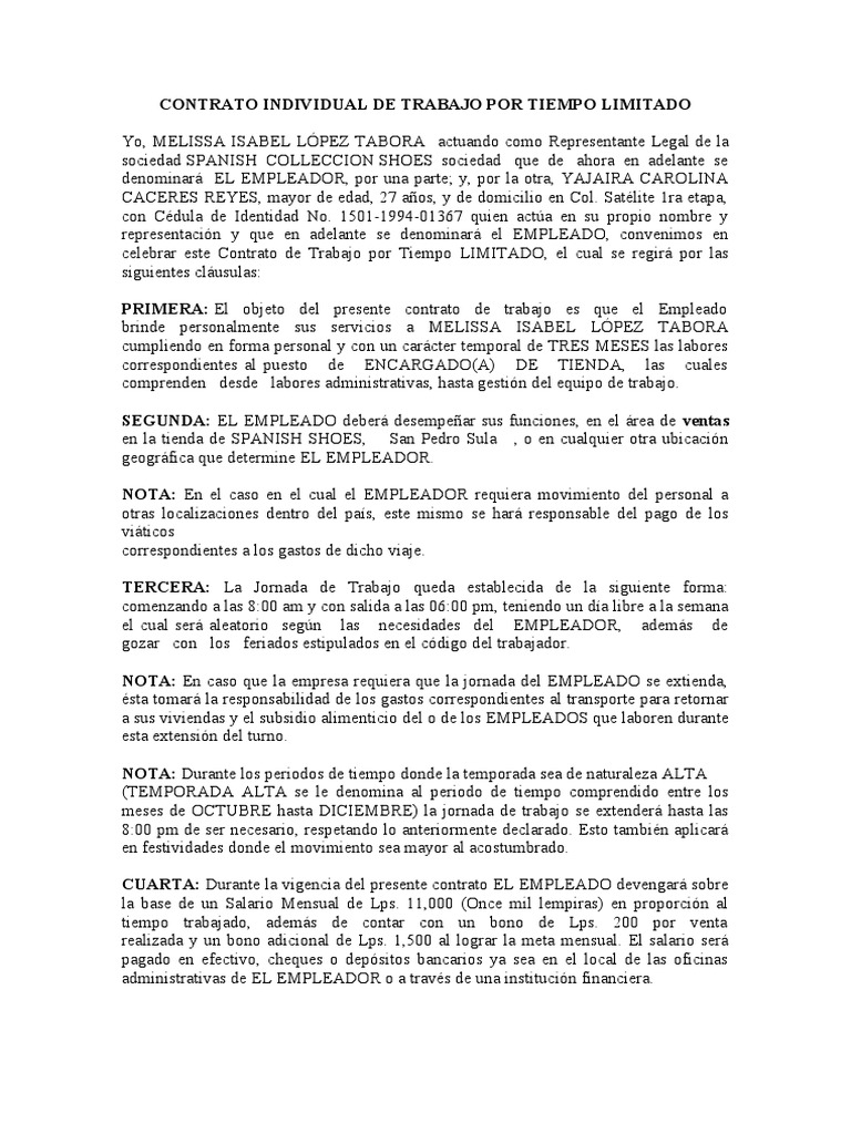 Contratos en honduras pdf salario personal