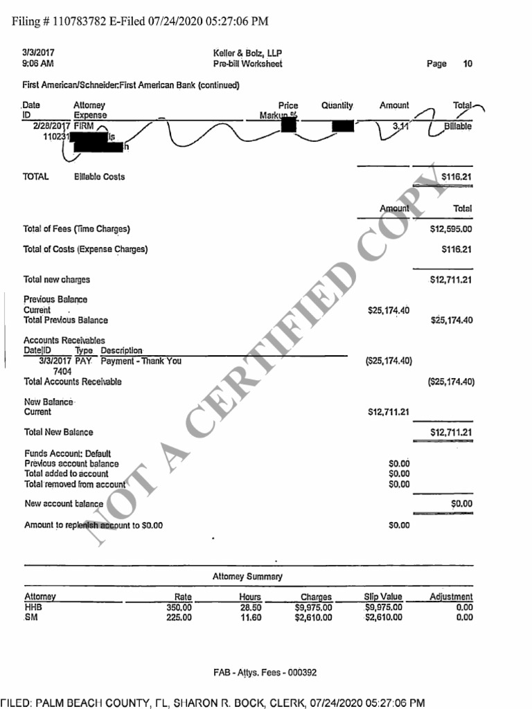 497 Exhibit 2 Billing Records Bates Henry H. Bolz, III 000392000441 PDF