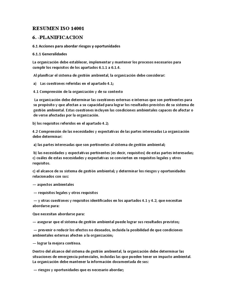 Acciones para Riesgos y Oportunidades ISO 14001 | PDF | Entorno natural ...