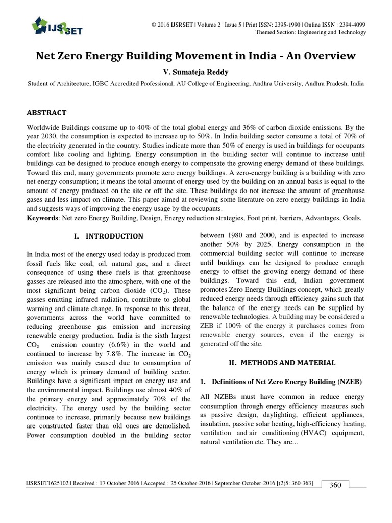 Net Zero Energy Building Movement in Ind | PDF | Cost Of Living ...