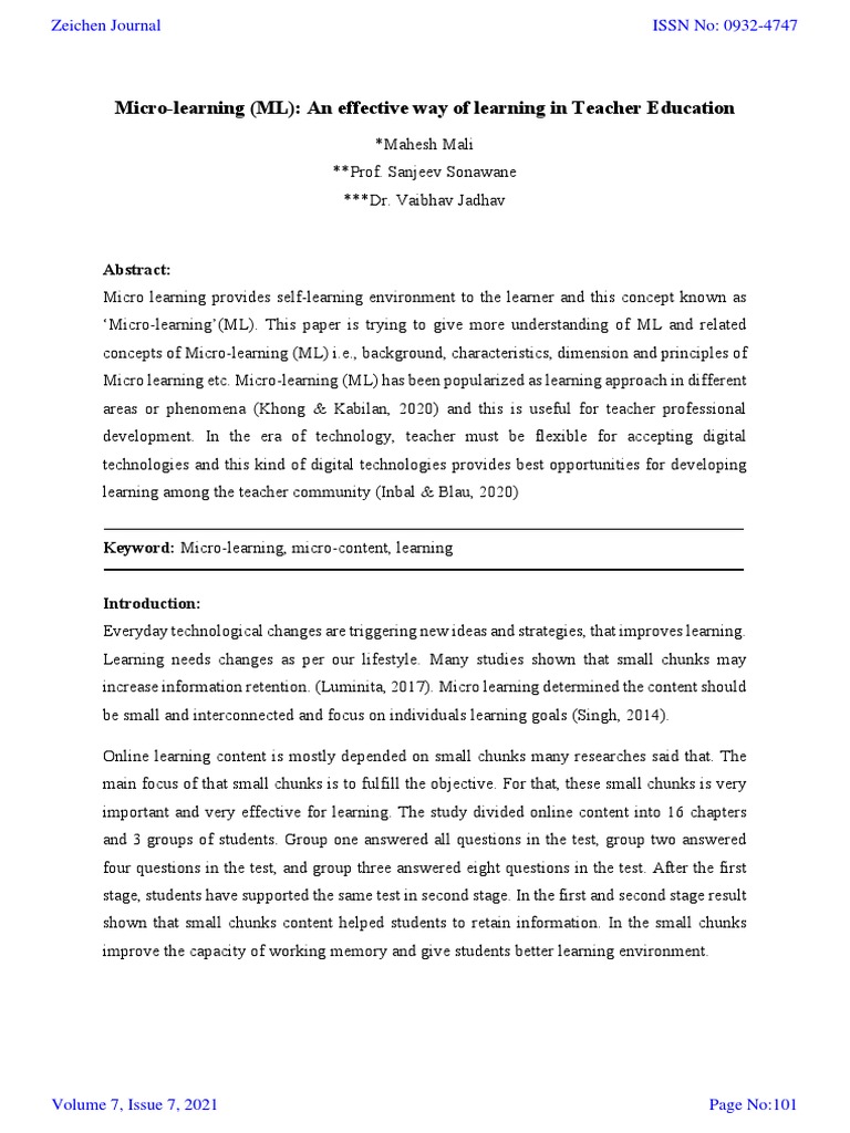 Micro-learning in Teacher Education | PDF | Educational Technology ...