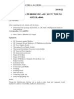 Lab No. 4 28/10/22 Load Characteristics of A DC Shunt Wound Generator