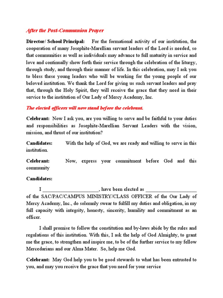 Oath Taking | PDF | Christian Worship And Liturgy | Abrahamic Religions