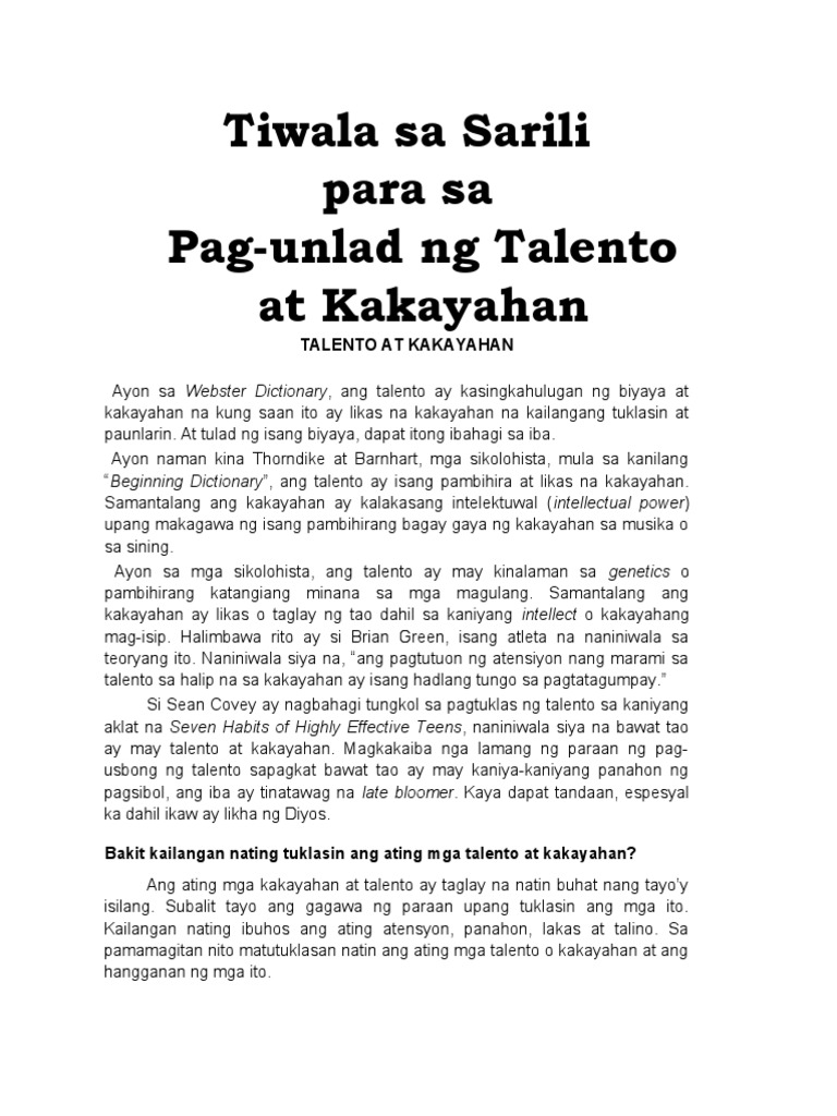 Tiwala Sa Sarili para Sa | PDF