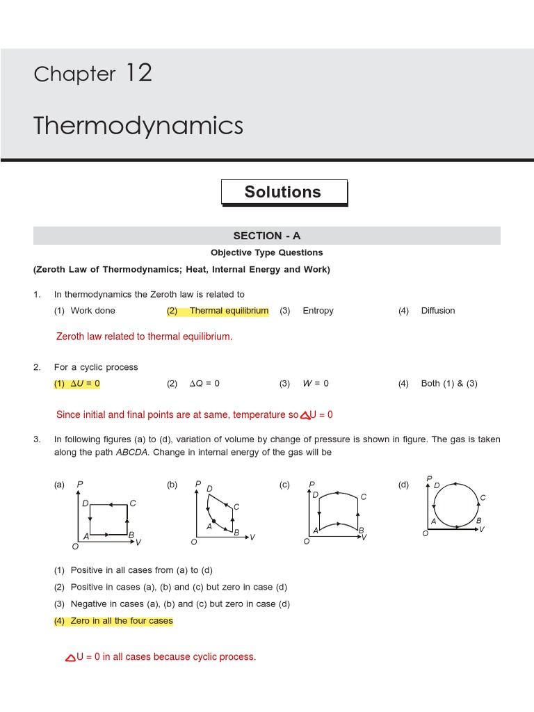 12.thermodynamics MCQ PDF Heat Temperature